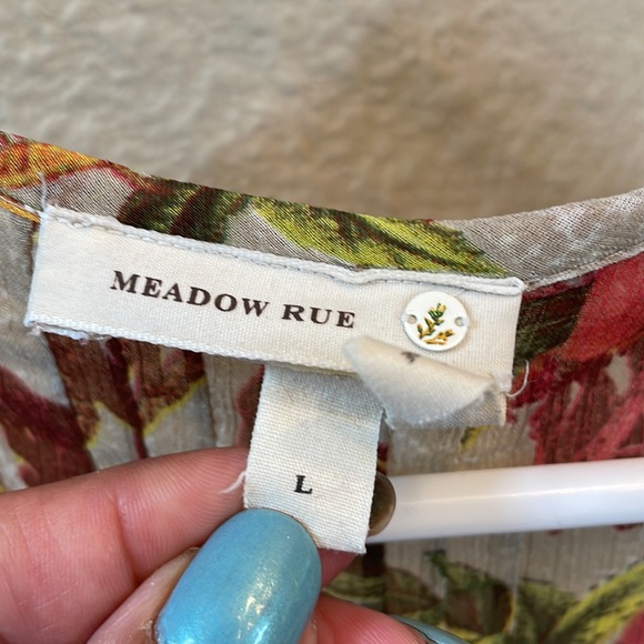 Anthropologie NEW condition Floral and crochet blouse . SZ Large . By Meadow Rue - Picture 4 of 8